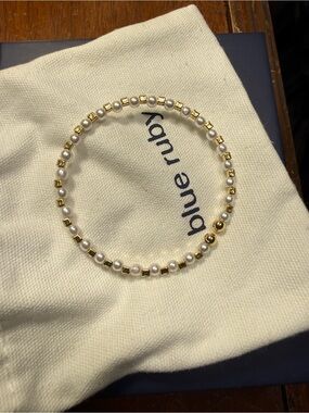 Pearl & Gold Bead Coil Cuff Bracelet